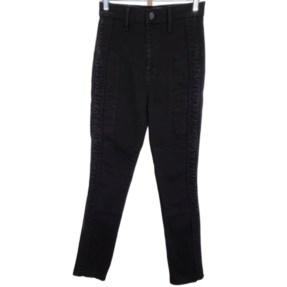 RtA Malka High Rise Straight Leg Jean Utility Details Aged Black 26 - Picture 2 of 16